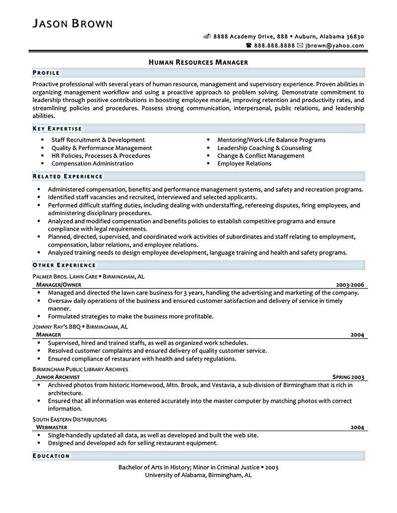 Human Resources Summary Of Qualifications Resume Sample Human Resources Resume that Represents Your True Skill and …