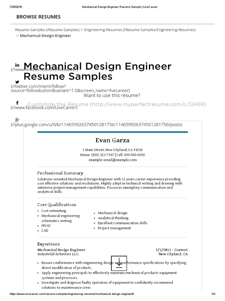 Hvac Design Engineer Resume Samples Pdf Mechanical Design Engineer Resume Sample – Livecareer Pdf …