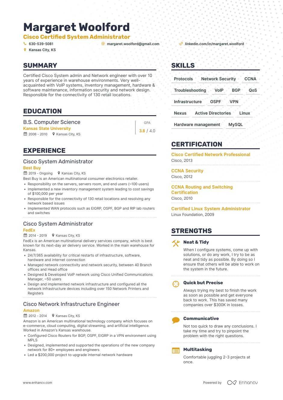 Linux Administrator Resume Sample for Experience System Administrator Resume: 4 Sys Admin Resume Examples & Guide