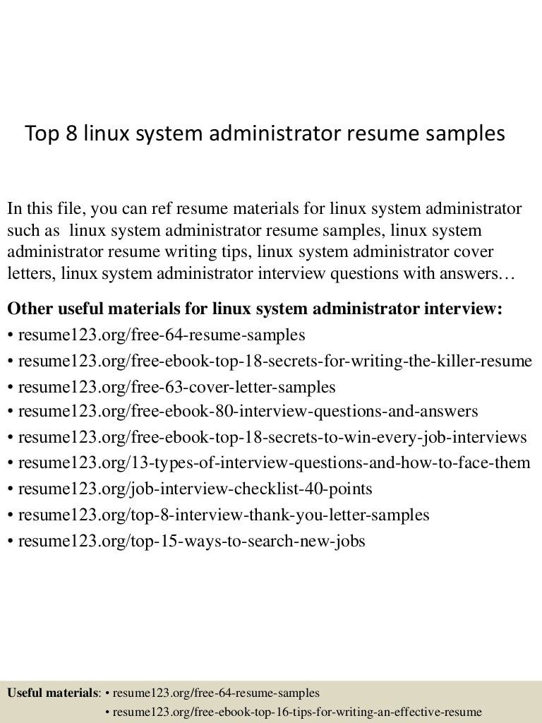 Linux System Administrator Sample Resume 5 Years Experience top 8 Linux System Administrator Resume Samples