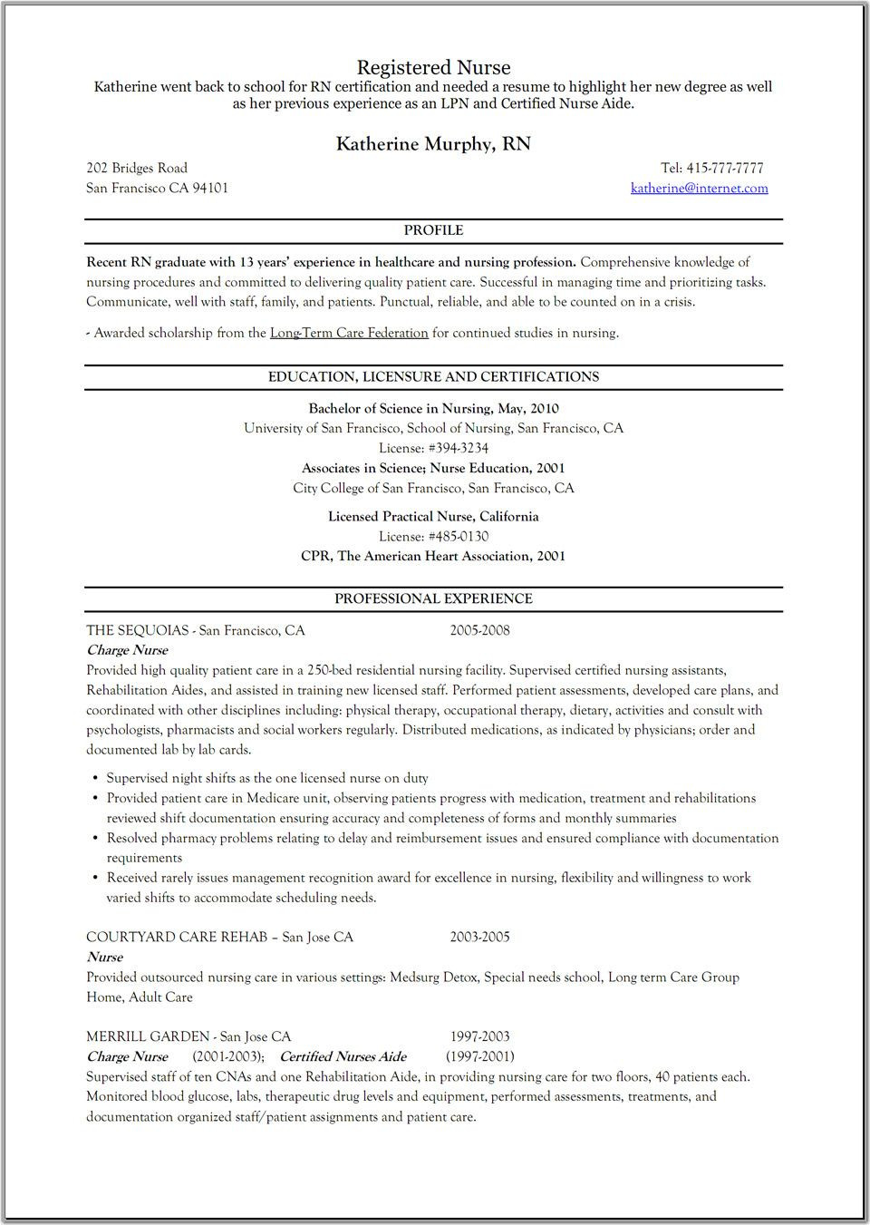 Lpn Resume Sample Long Term Care Resume Templates for Licensed Practical Nurse : Table Of Contents