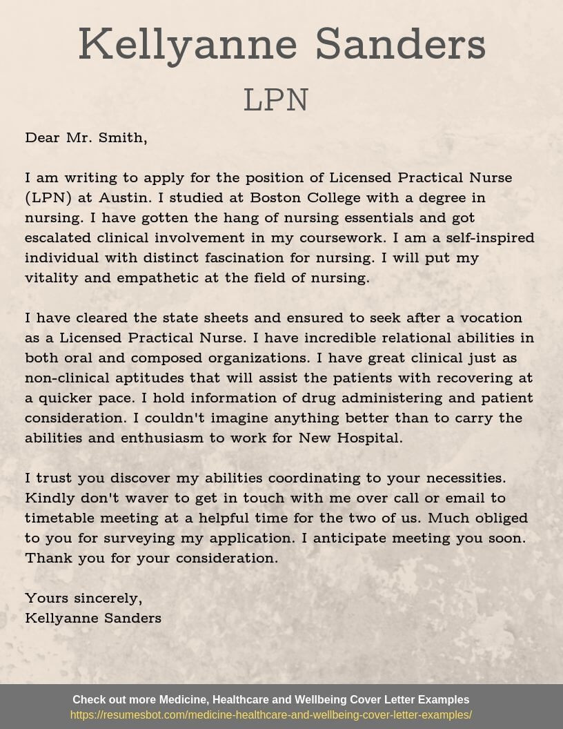 Lpn Sample Resume and Cover Letter Licensed Practical Nurse Cover Letter Samples & Templates [pdflancarrezekiq …