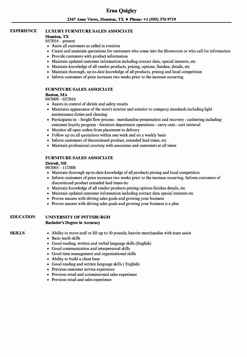 Luxury Retail Sales associate Resume Sample Retail Sales associate Resume Examples Inspirational Furniture …