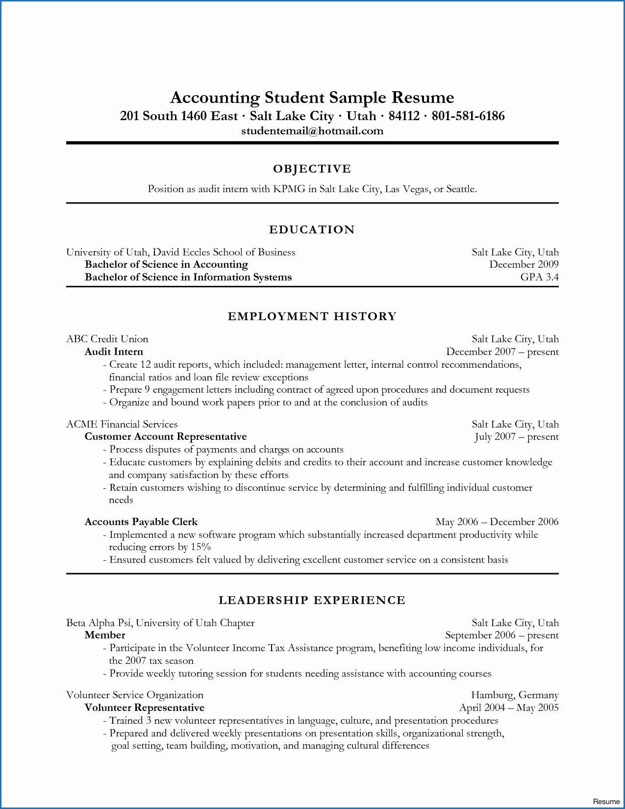Ojt Resume Sample for Accounting Student Resume Objective Examples Student