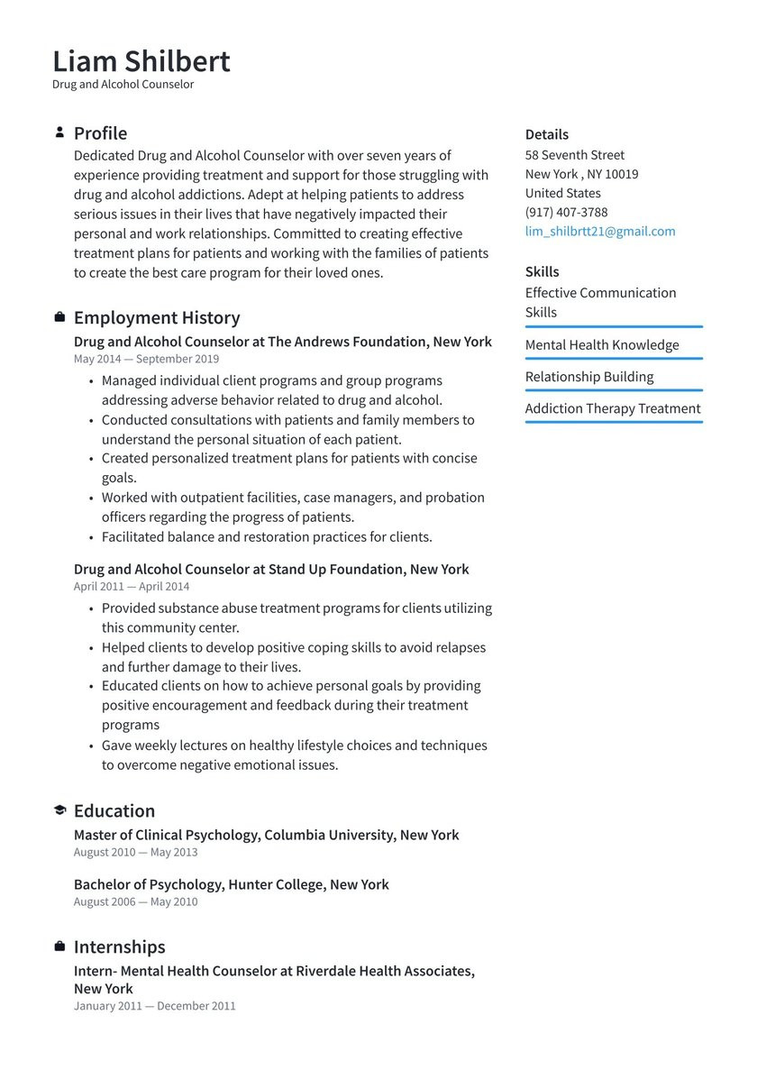 Resume Samples for Mental Health Counselors Drug and Alcohol Counselor Resume Examples & Writing Tips 2021 (free Resume Samples for Mental Health Counselors Drug and Alcohol Counselor Resume Examples & Writing Tips 2021 (free