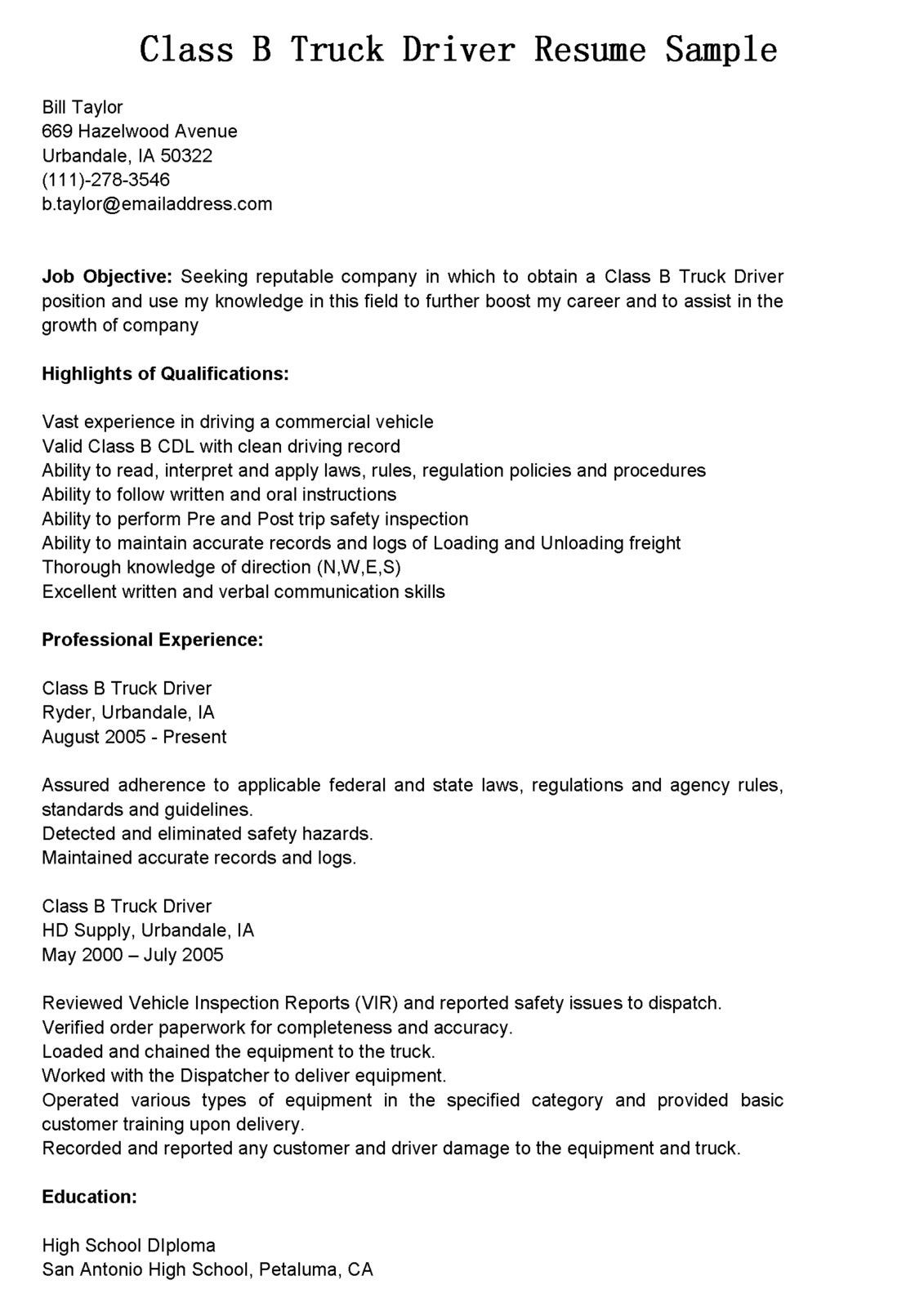 Resume Samples for Truck Drivers with An Objective Truck Drivers Resume Sample Latest Resume format Job Resume …