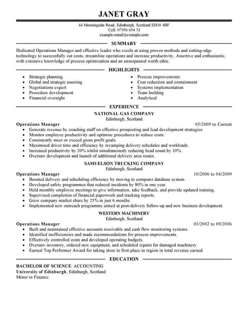 Resume Summary Sample for Operations Manager Resume Examples Operations Manager , #examples #manager …