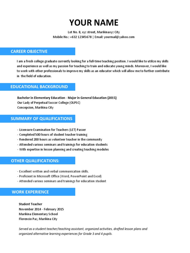 Resume Trainings and Seminars attended Sample Sample Resume for Teachers without Experience 1 Pdf …