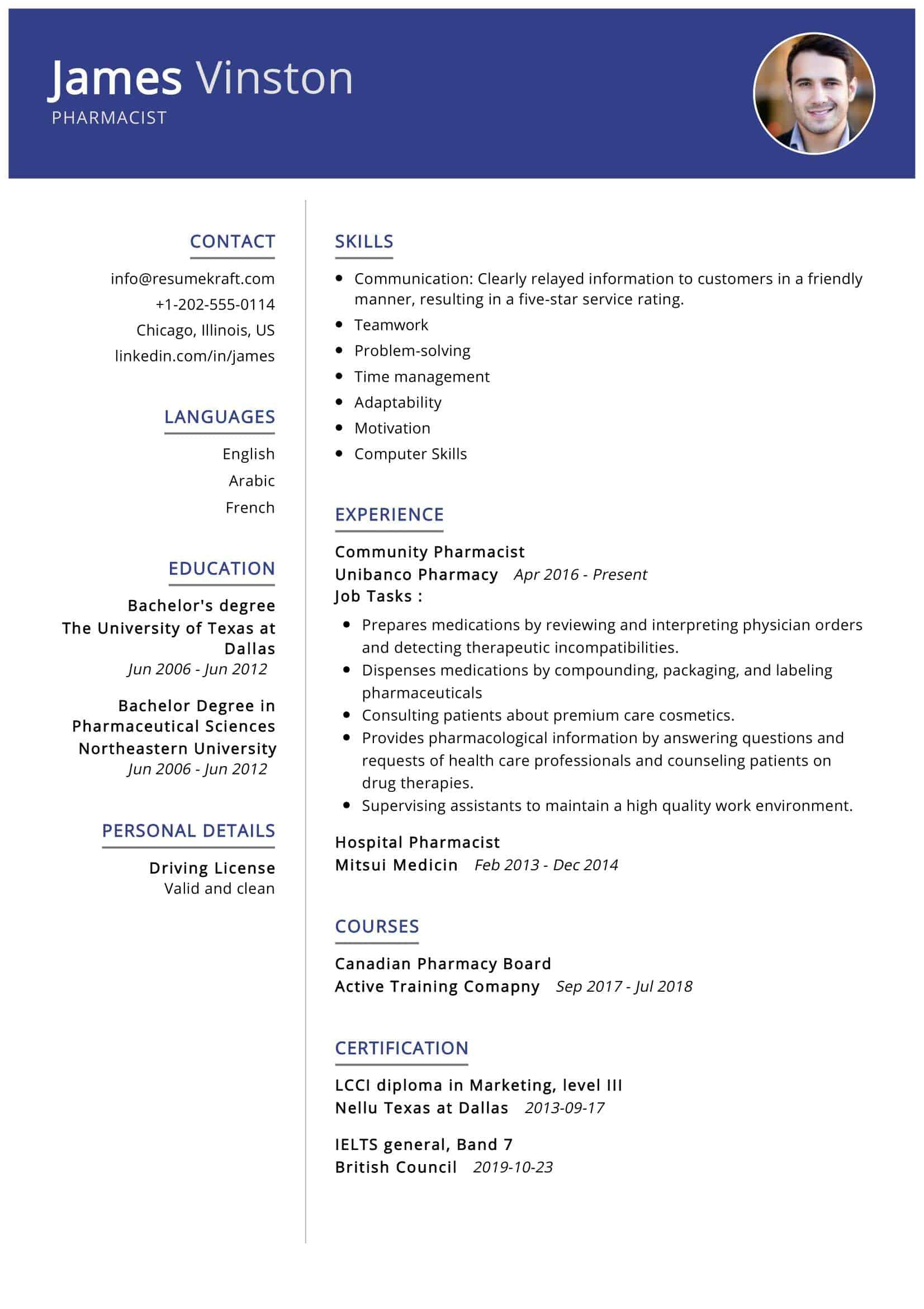 Resume with Bachelor S Degree Sample Pharmacist Resume Sample Writing Tips – Resumekraft