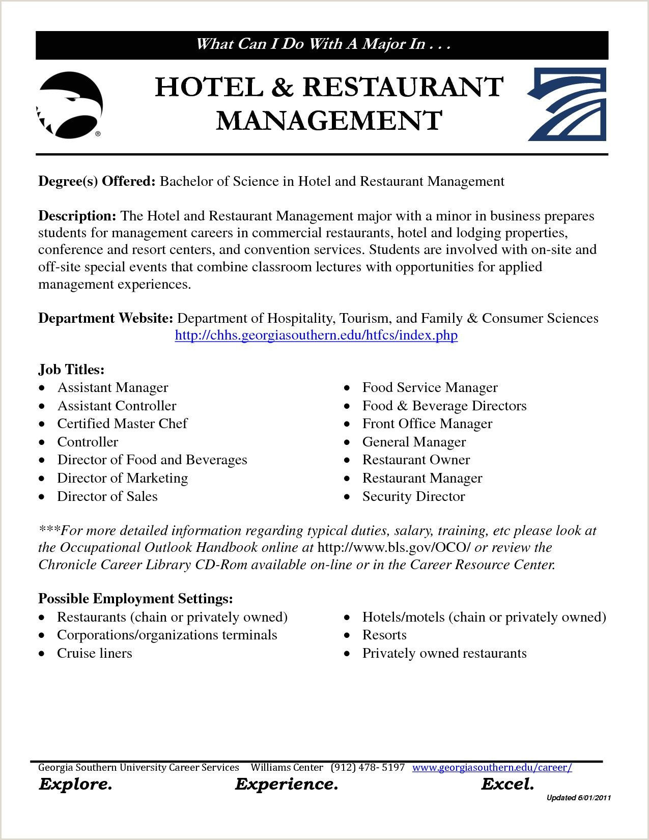 Sample Career Objective In Resume for Hotel and Restaurant Management Cv format for Fresher Hotel Management Restaurant Management …