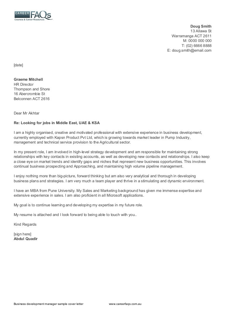 Sample Cover Letter for Resume Business Development Business Development-manager-sample-cover-letter-www.careerfaqs.com.au
