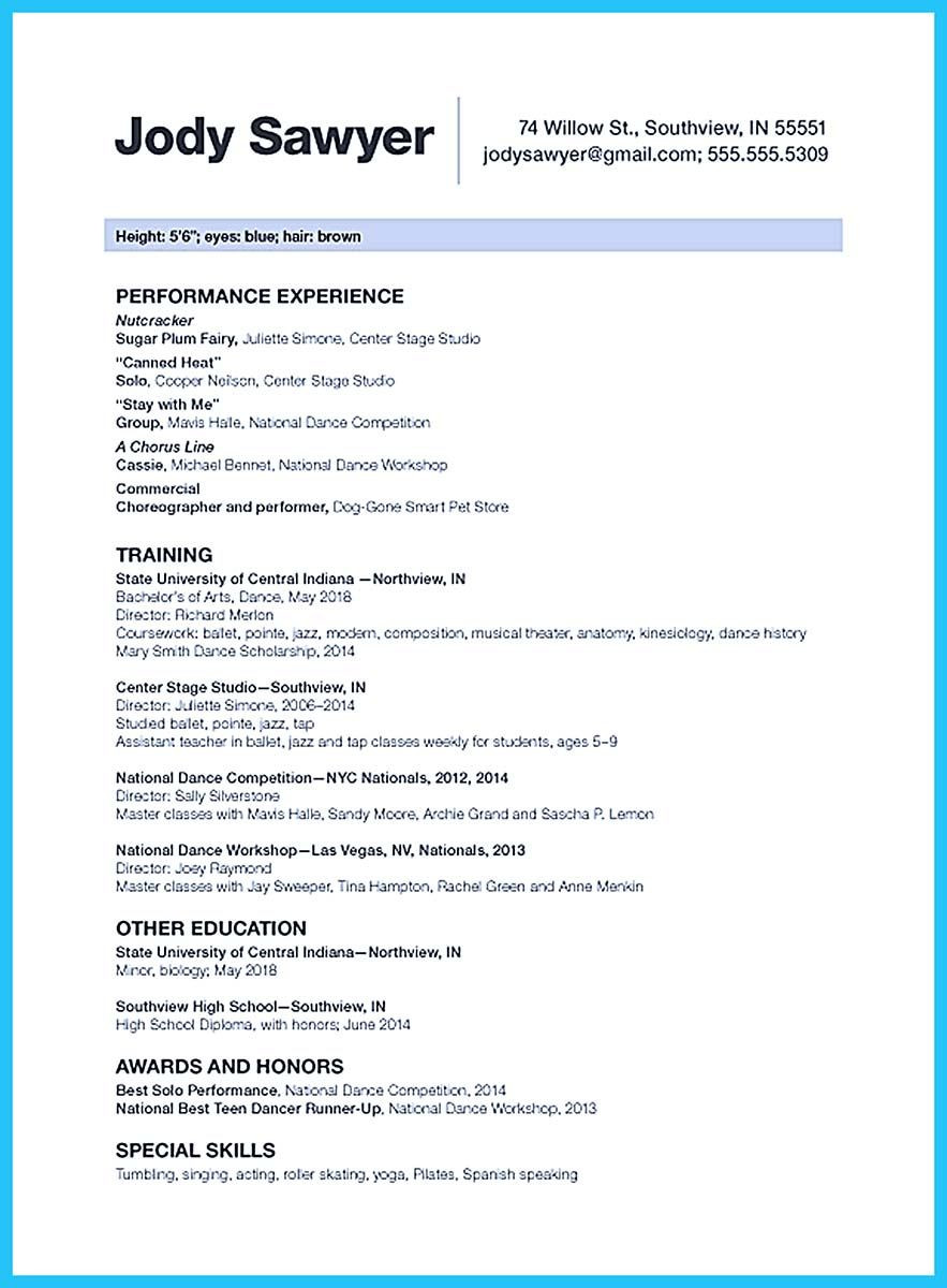 Sample Dance Resume for College Audition Nice the Best and Impressive Dance Resume Examples Collections …