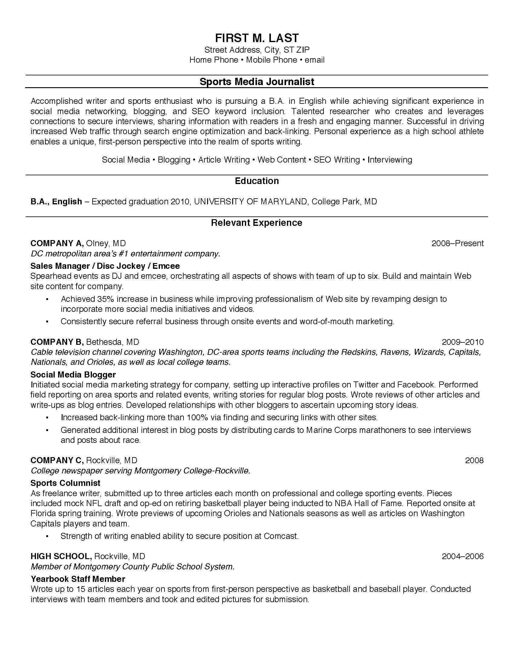 Sample Job Resume for College Student College Student Resume Example Sample – Best Job Resume Job …