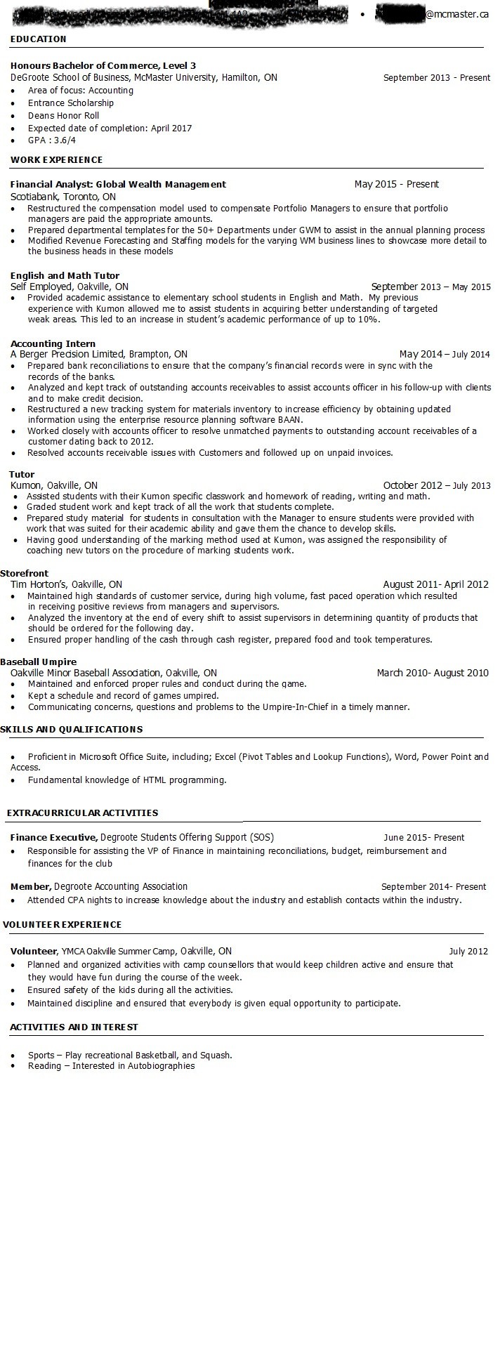 Sample Resume Big 4 Accounting Firm Big 4 Internship Resume Critique Http://imgur.com/xeid7jh: Accounting