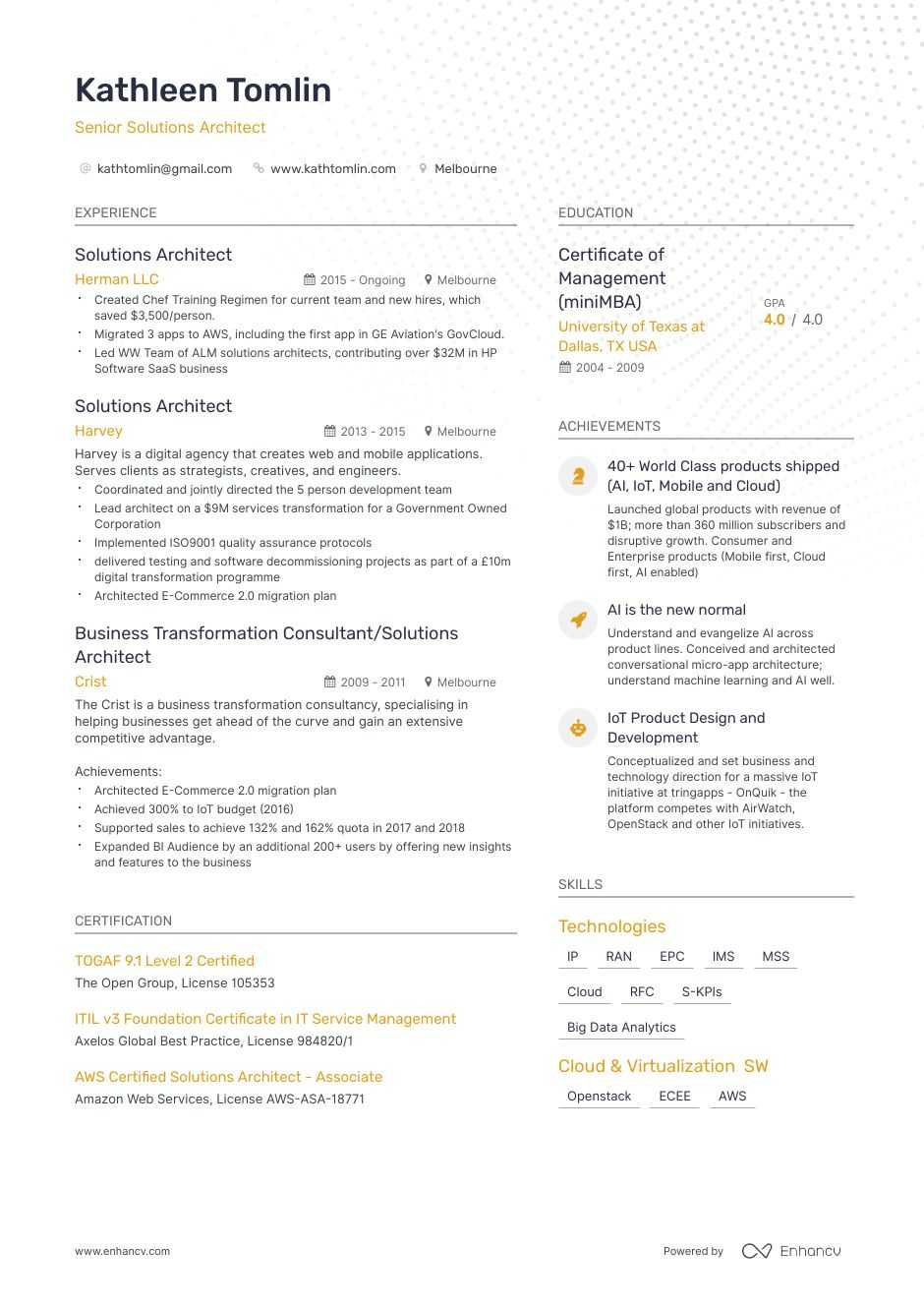 Sample Resume for Aws solution Architect associate Fresher Aws solution Architect Resume Summary October 2021