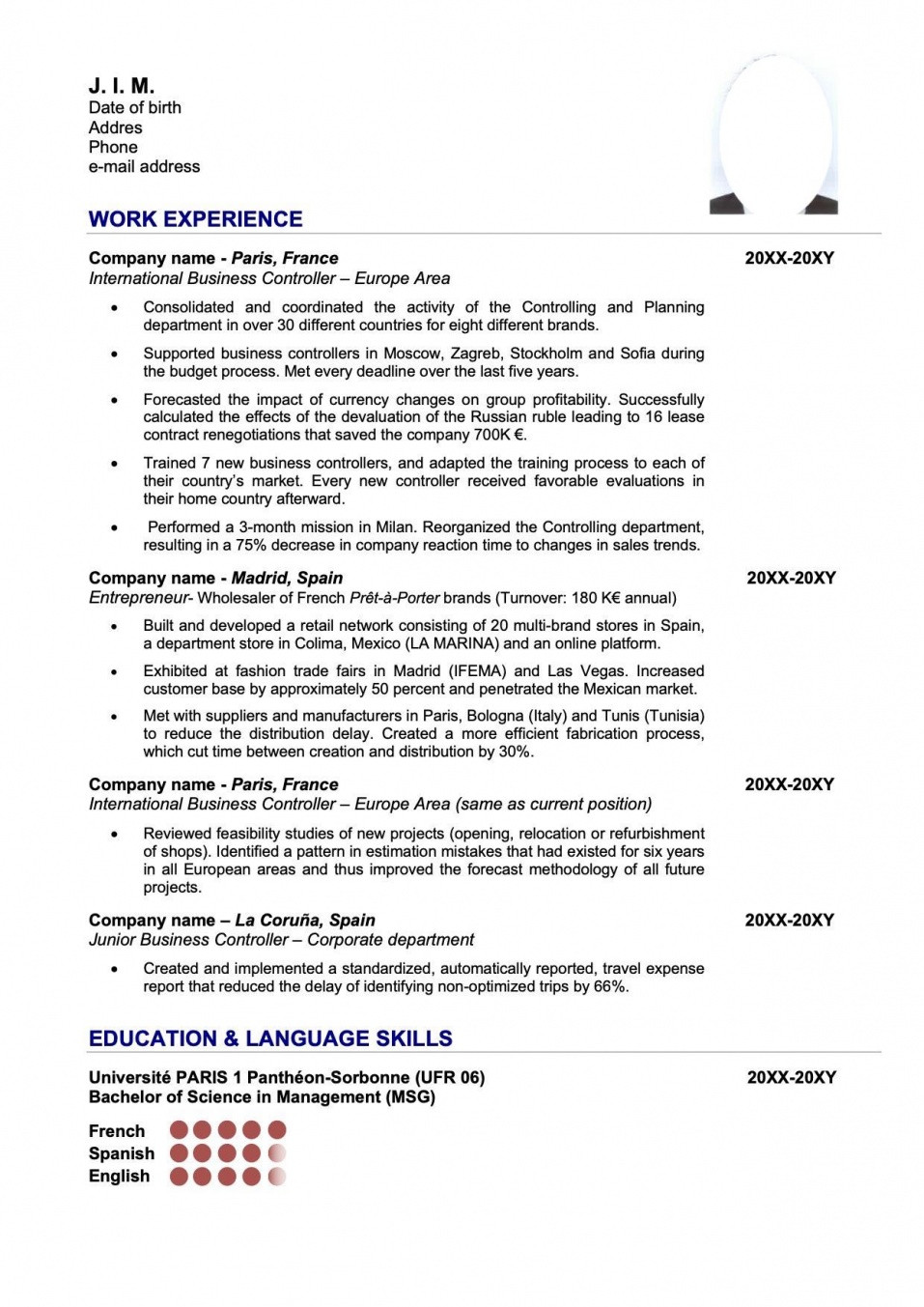 Sample Resume for B School Admission Example Of A Good Cv for An Mba Application