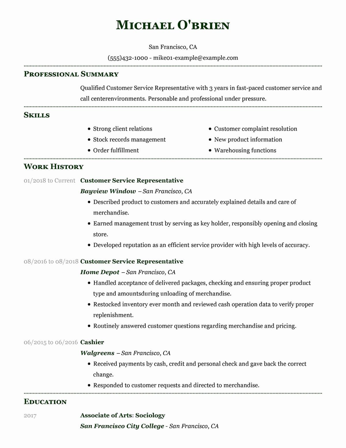 Sample Resume for Customer Service Position Call Center Resume Description Inspirational Customer Service …