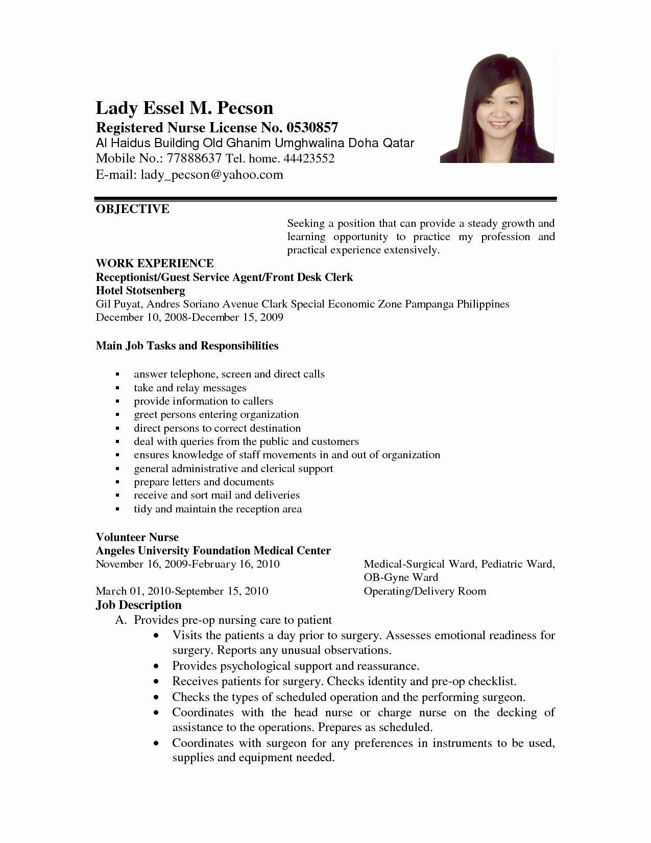 Sample Resume for Fresh Graduate Nurses without Experience Philippines Writing Medical Resistant Resume with Samples Job Resume …