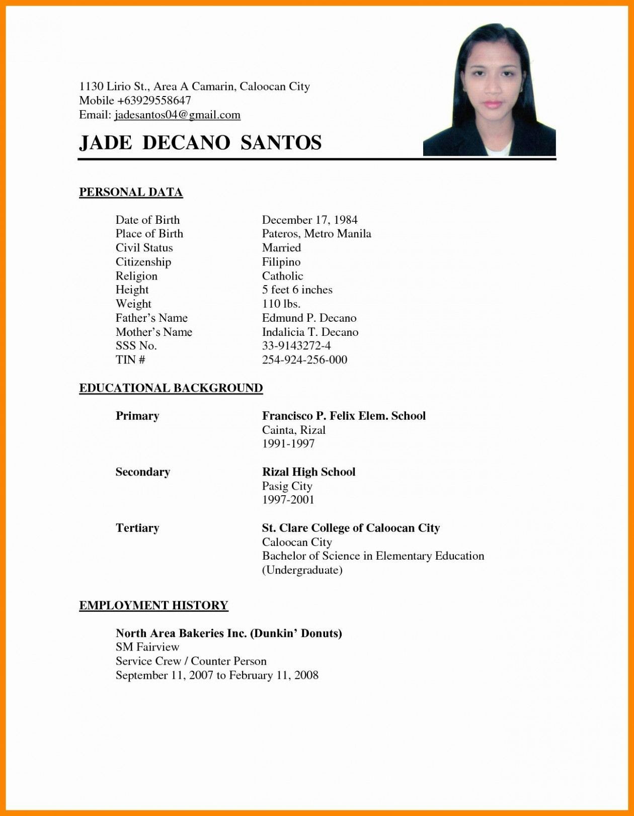 Sample Resume for Job Application Abroad 12 Resume format for Overseas Job Tanda Titik, Pendidikan, Huruf