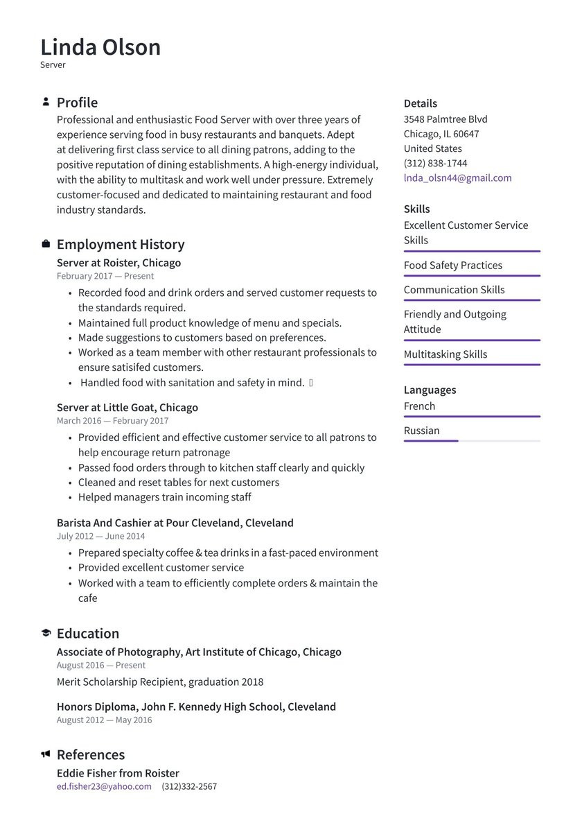 Sample Resume for Part Time Job In Restaurant Server Resume Examples & Writing Tips 2021 (free Guide) Â· Resume.io