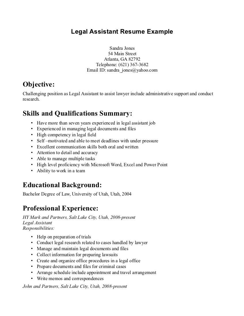 Sample Resume for Secretary with No Experience Legal assistant Resume Example Resumesdesign Professional …