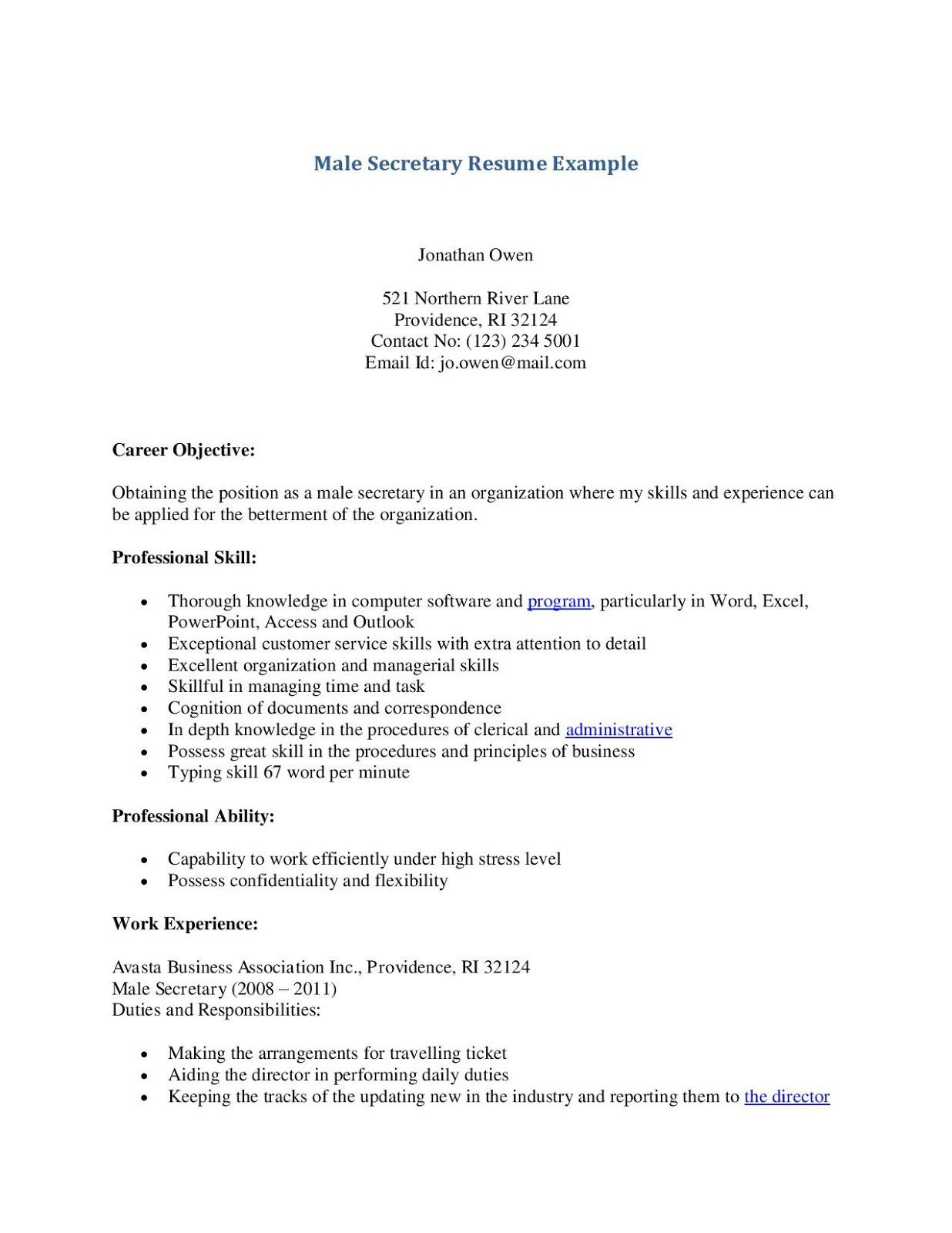 Sample Resume for Secretary with No Experience Secretary Resume Examples, Secretary Resume Examples 2019 …