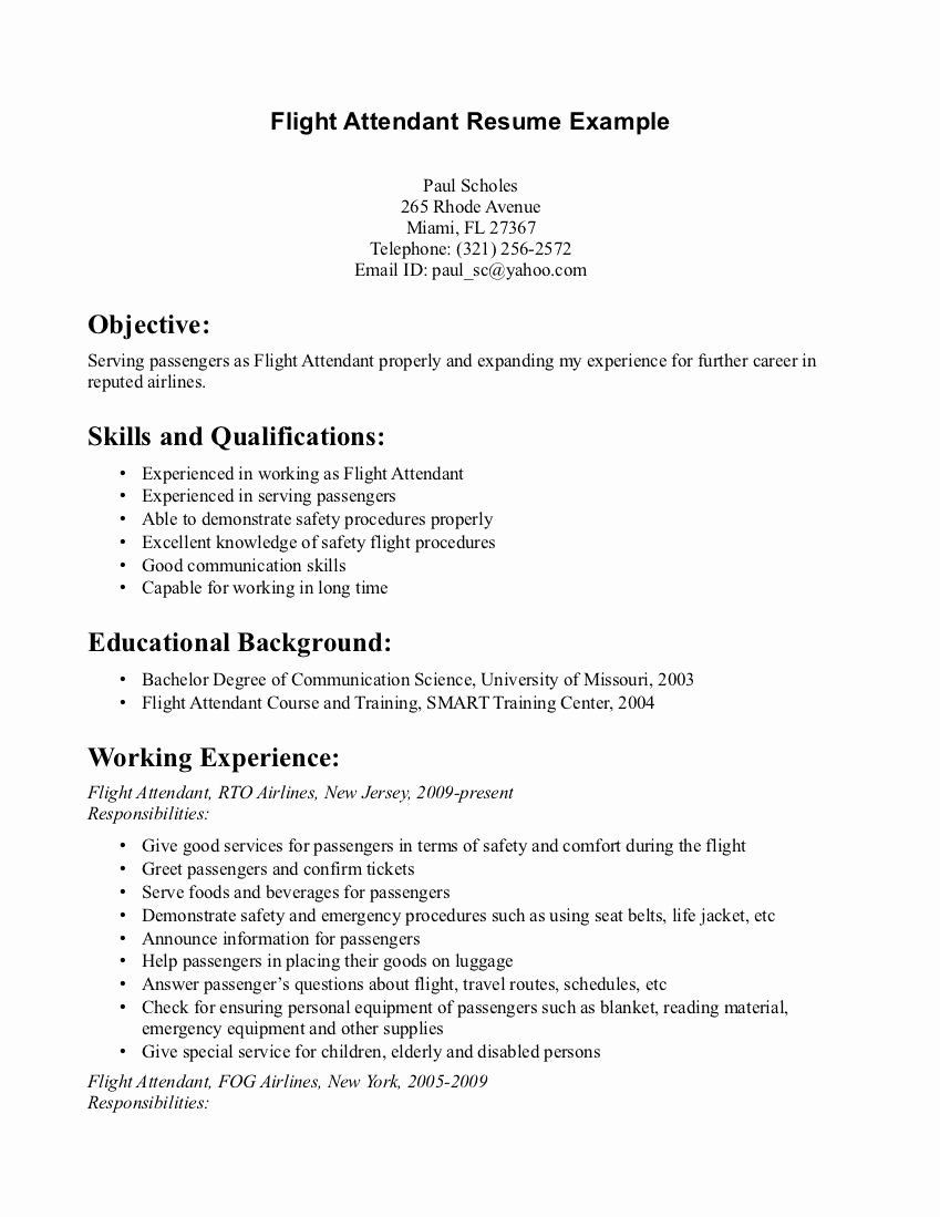 Sample Resume for Service Crew No Experience Flight attendant Resume Objective No Experienceâ¢ Printable …