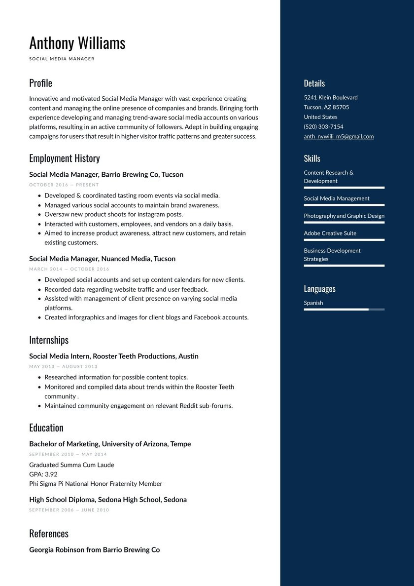 Sample Resume for social Media Specialist social Media Manager Resume Examples & Writing Tips 2021 (free Guide)