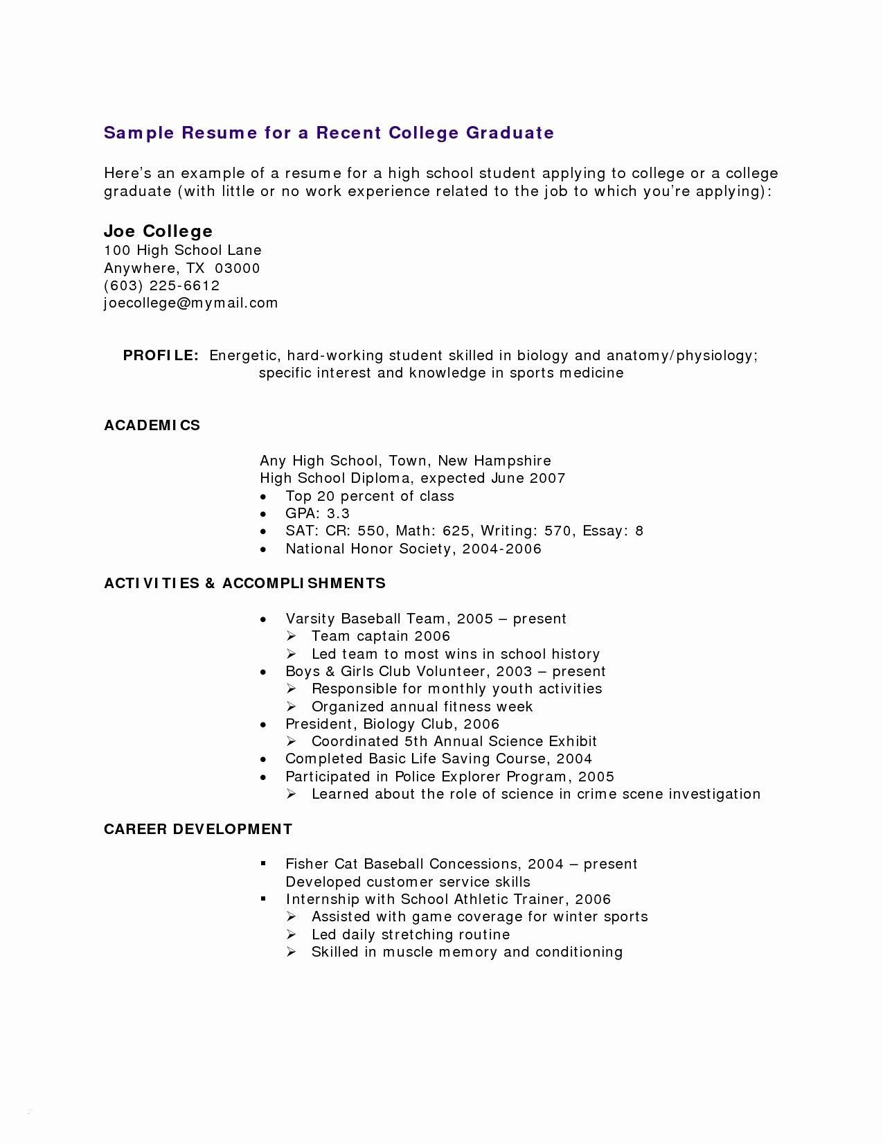 Sample Resume High School Graduate No Experience Pin On Resume