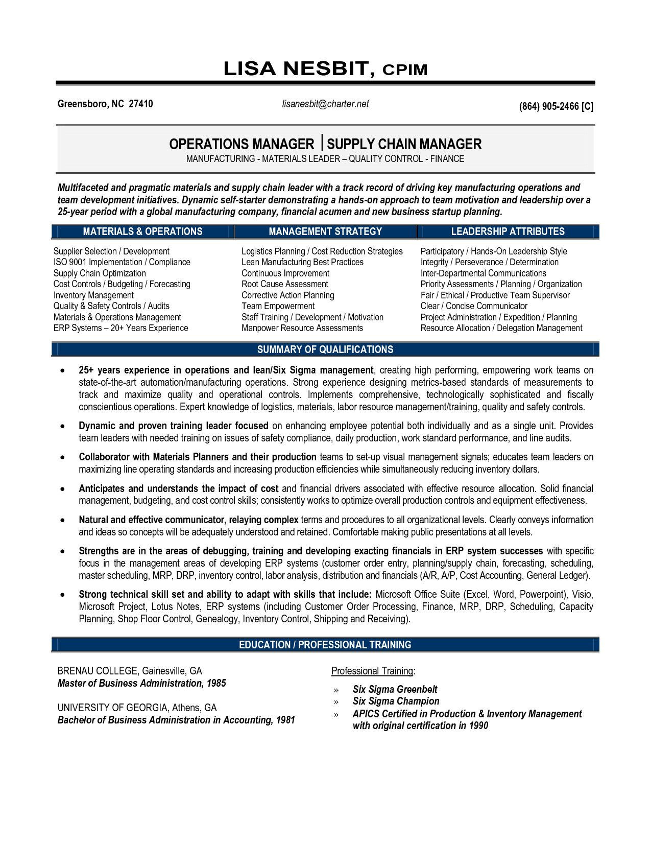 Sample Resume Of Logistics Supply Chain Manager Supply Chain Manager Resume Resume Senior Operations Manager …