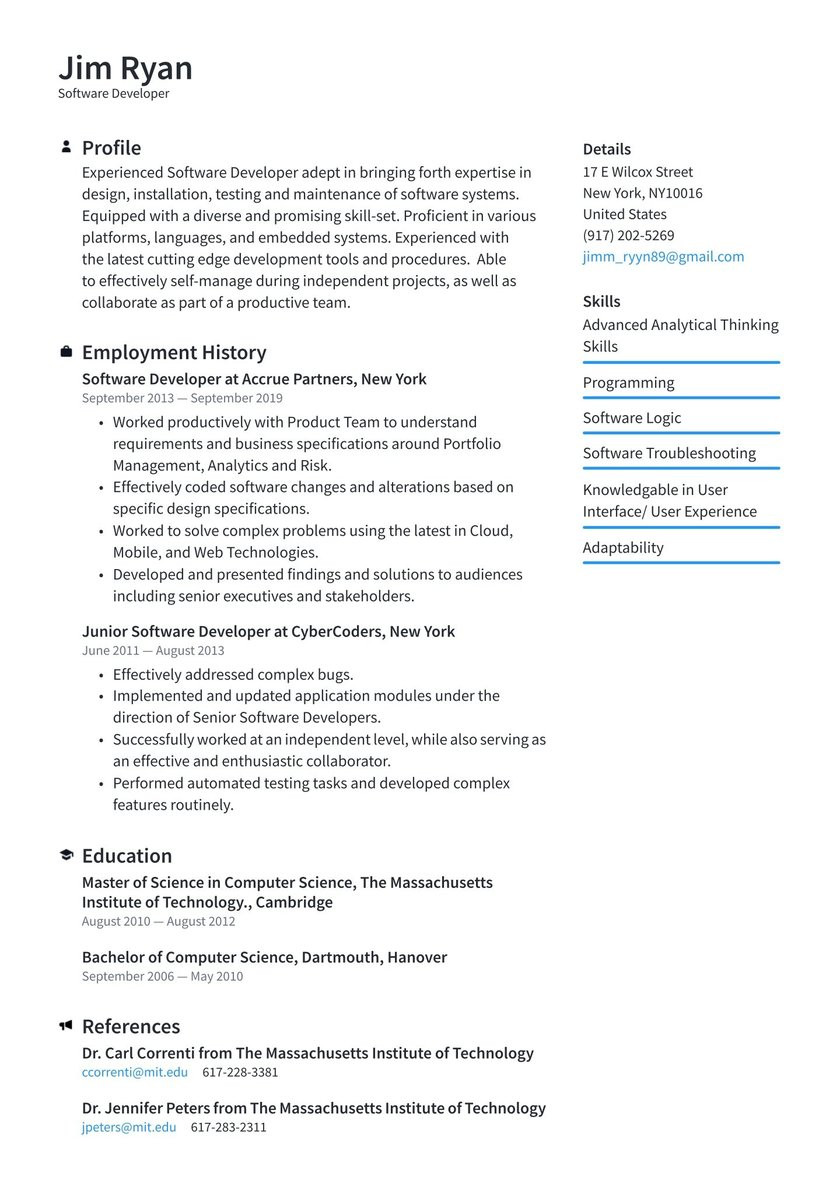 Sample Resume Summary for software Developer software Developer Resume Examples & Writing Tips 2021 (free Guide)