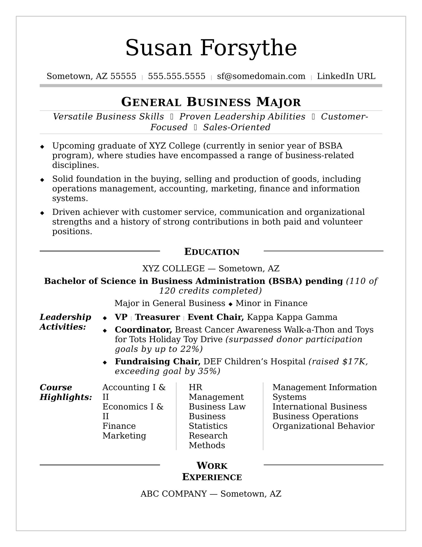 Sample Resume while Still In College Resume Examples Recent College Graduate – Entry Level Resumes