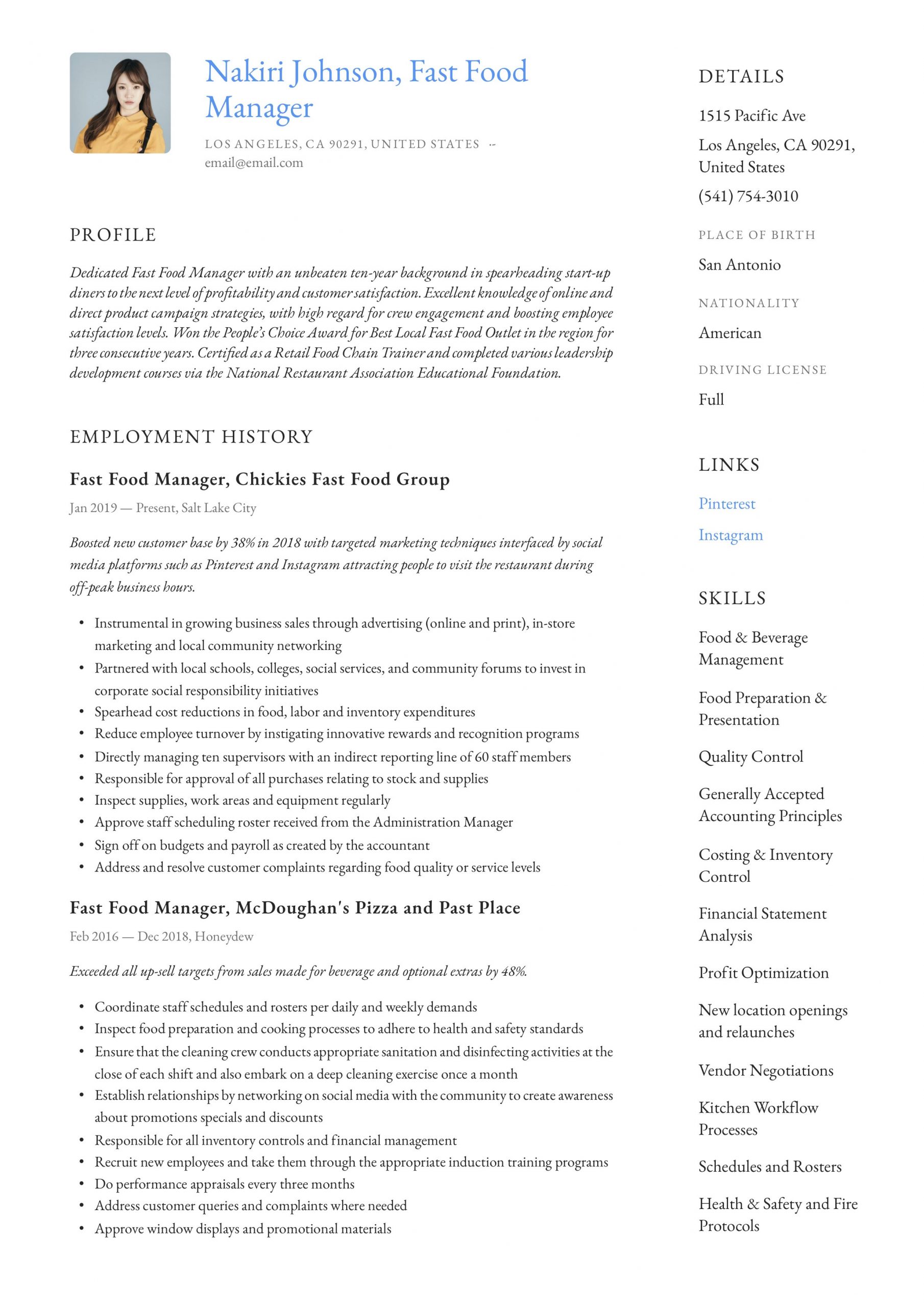 Sample Resume with Fast Food Experience Fast Food Manager Resume & Writing Guide 12 Examples 2020 Sample Resume with Fast Food Experience Fast Food Manager Resume & Writing Guide 12 Examples 2020