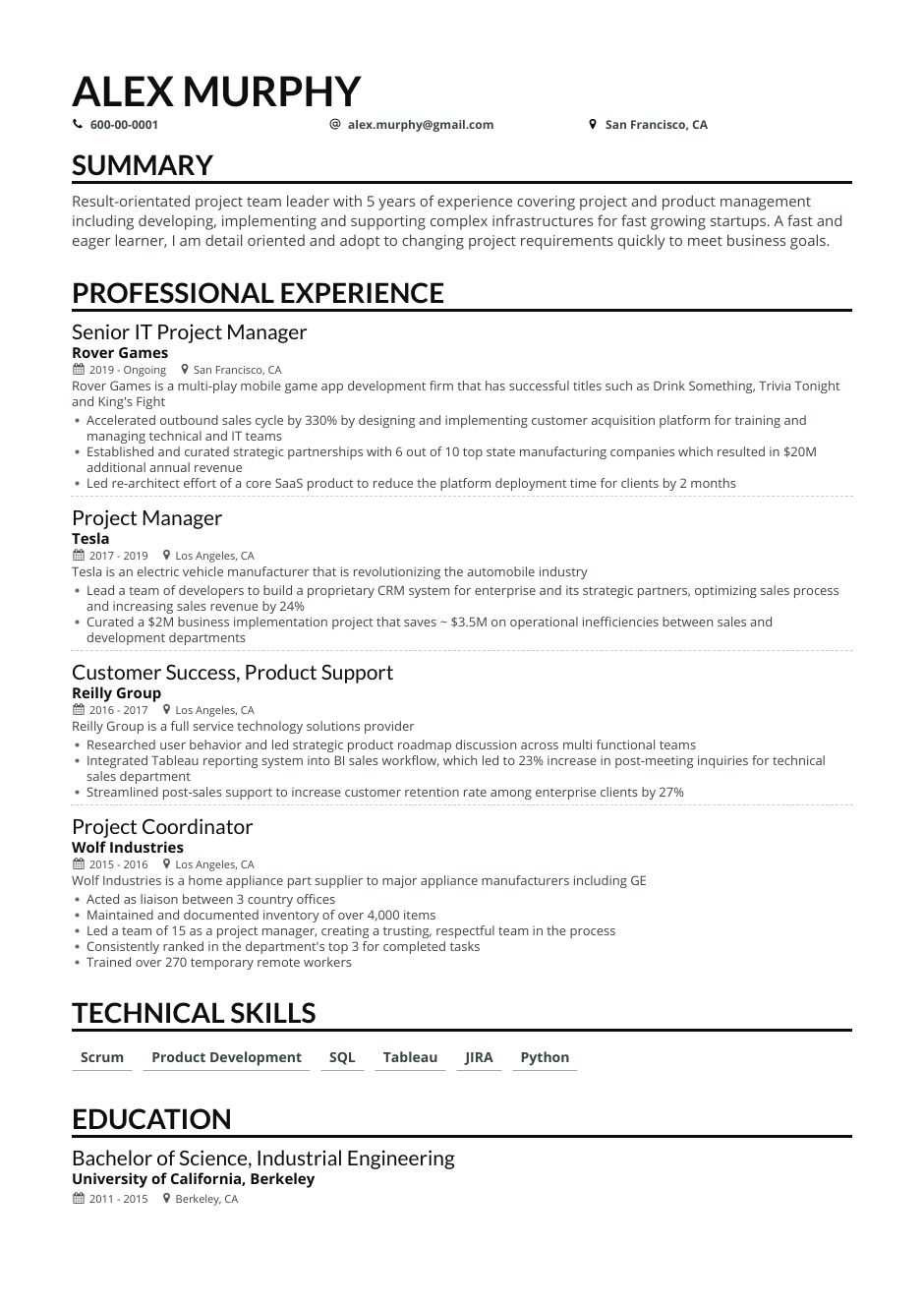 Civil Project Manager Resume Sample India 4 Job-winning Project Manager Resume Examples In 2021