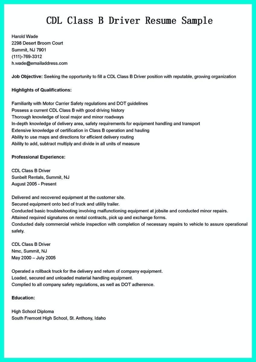 Class A Cdl Driver Resume Sample Nice Simple but Serious Mistake In Making Cdl Driver Resume, Job …