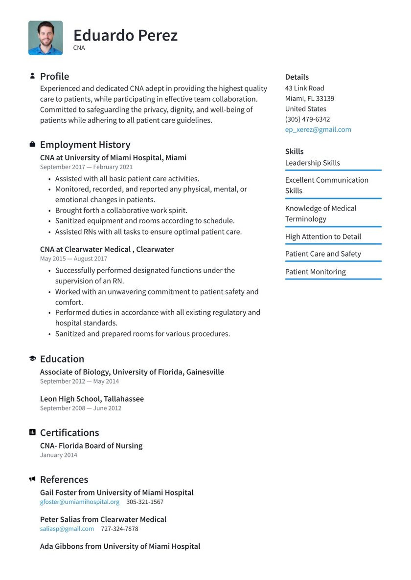 Cna Certified Nursing assistant Resume Sample Cna Resume Examples & Writing Tips 2021 (free Guide) Â· Resume.io