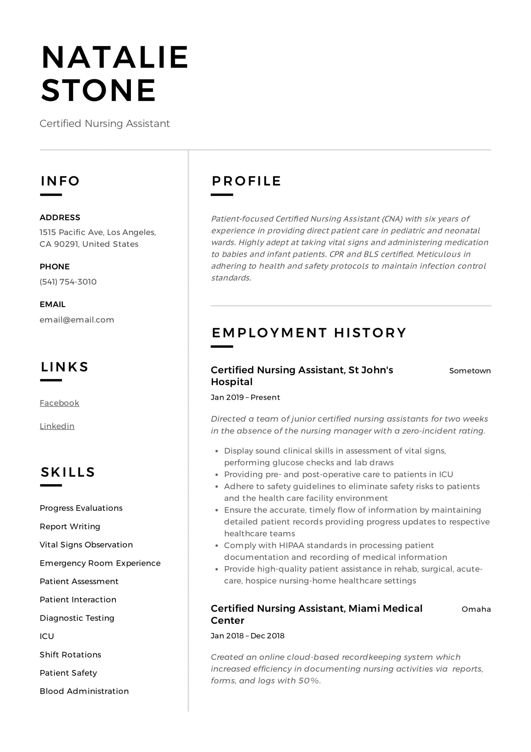 Cna Resume Sample for New Cna Applicant Certified Nursing assistant Resume & Writing Guide 12 Templates …