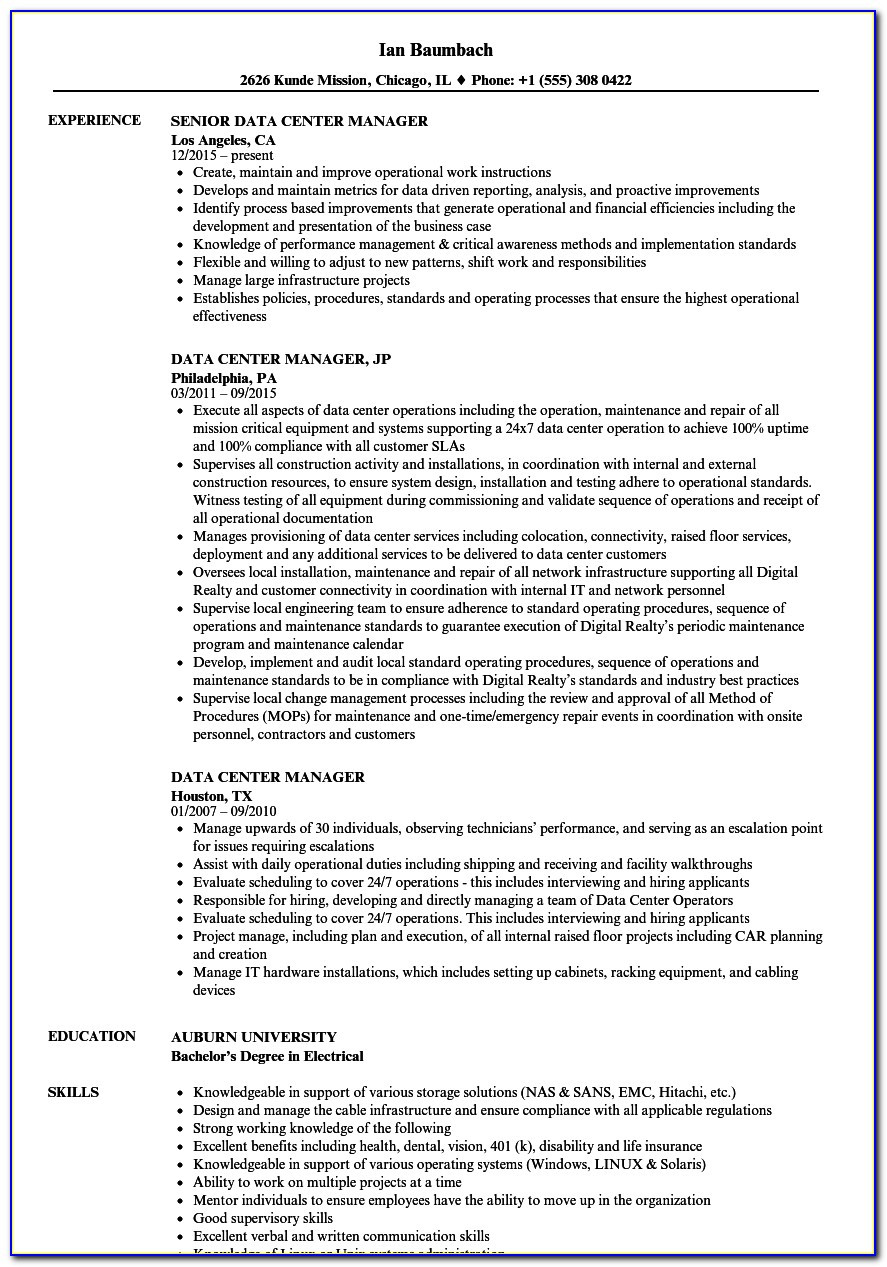 Data Center Project Manager Resume Sample Data Center Project Manager Resume Sample Vincegray2014