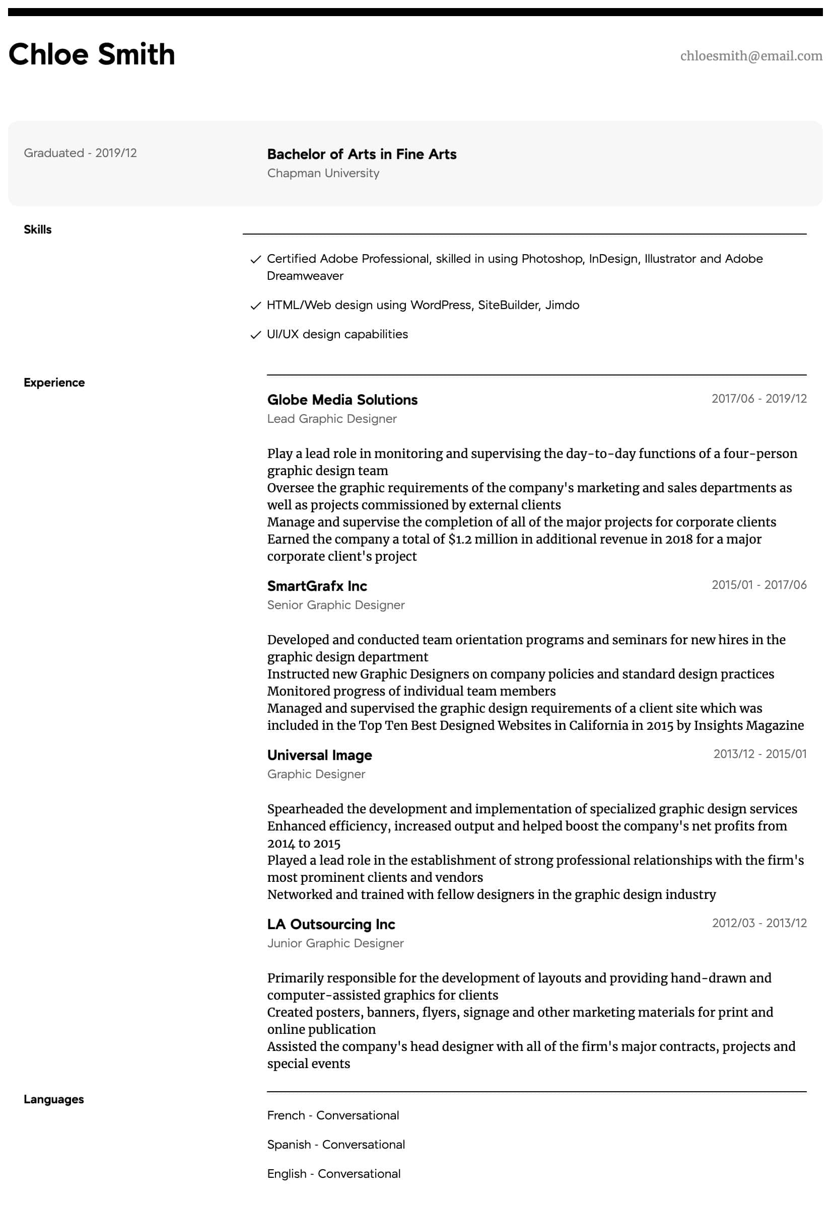 Entry Level Graphic Design Resume Samples Graphic Designer Resume Samples All Experience Levels Resume …