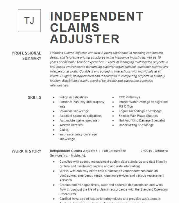 Entry Level Insurance Claims Adjuster Resume Sample Entry Level Insurance Claims Adjuster Resume Sample