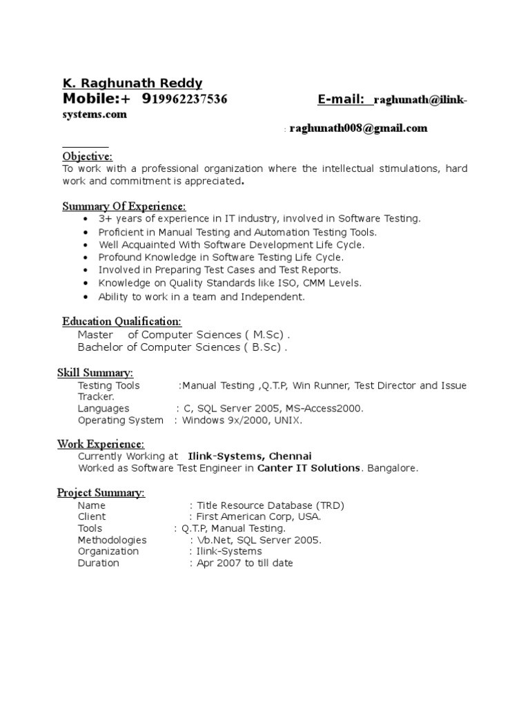 Manual Testing Sample Resume for 2 Years Experience Manual Tester Resume 5 Years Experience October 2021