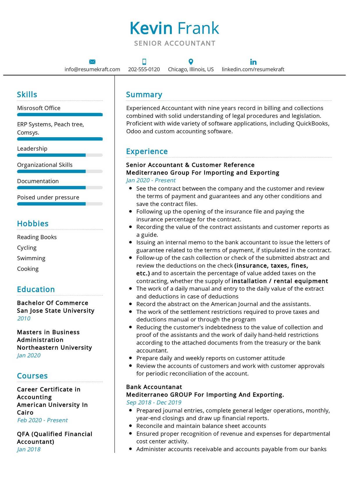 Professional Summary Resume Sample for Accountant Senior Accountant Resume Example 2021 Writing Guide – Resumekraft