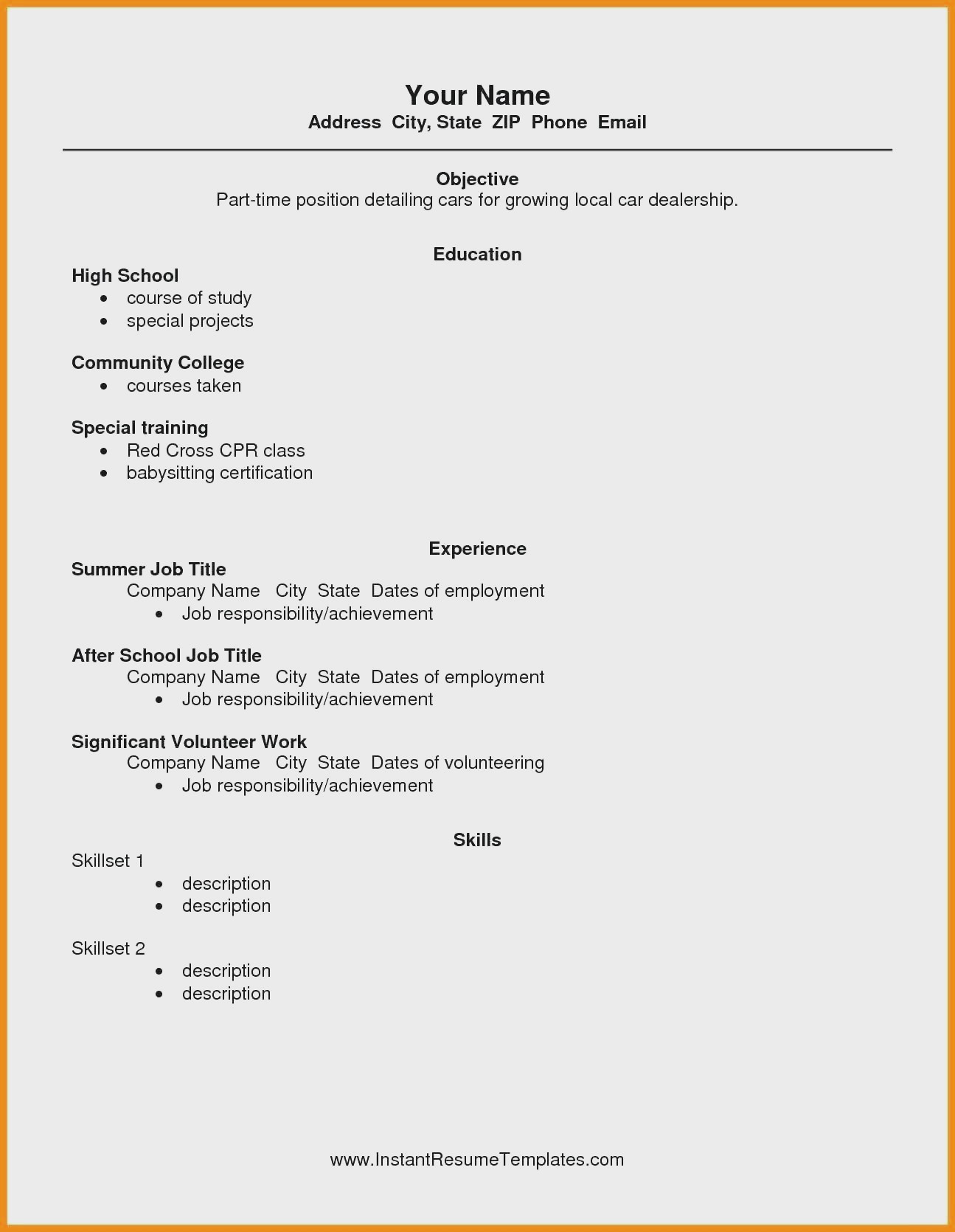 Resume for Part Time Job Student Sample Cv for Part Time Job – Derel