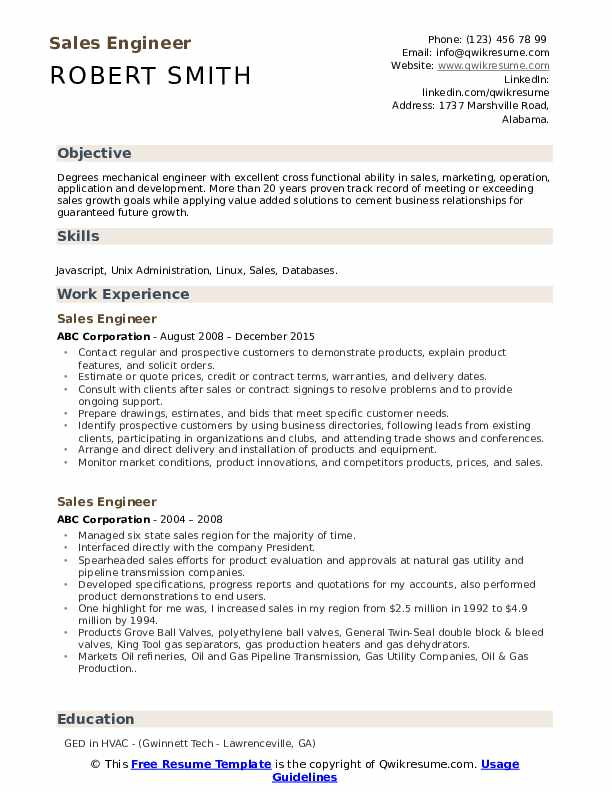 Sales and Service Engineer Resume Sample Sales Engineer Resume Samples