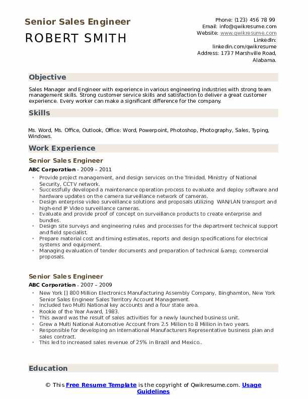 Sales and Service Engineer Resume Sample Senior Sales Engineer Resume Samples