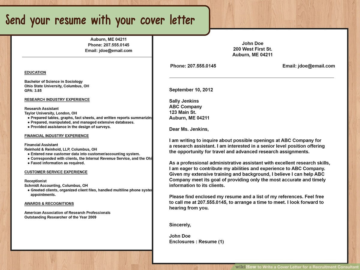 Sample Email to Send Resume to Recruitment Agency How to Write A Cover Letter for A Recruitment Consultant: 14 Steps