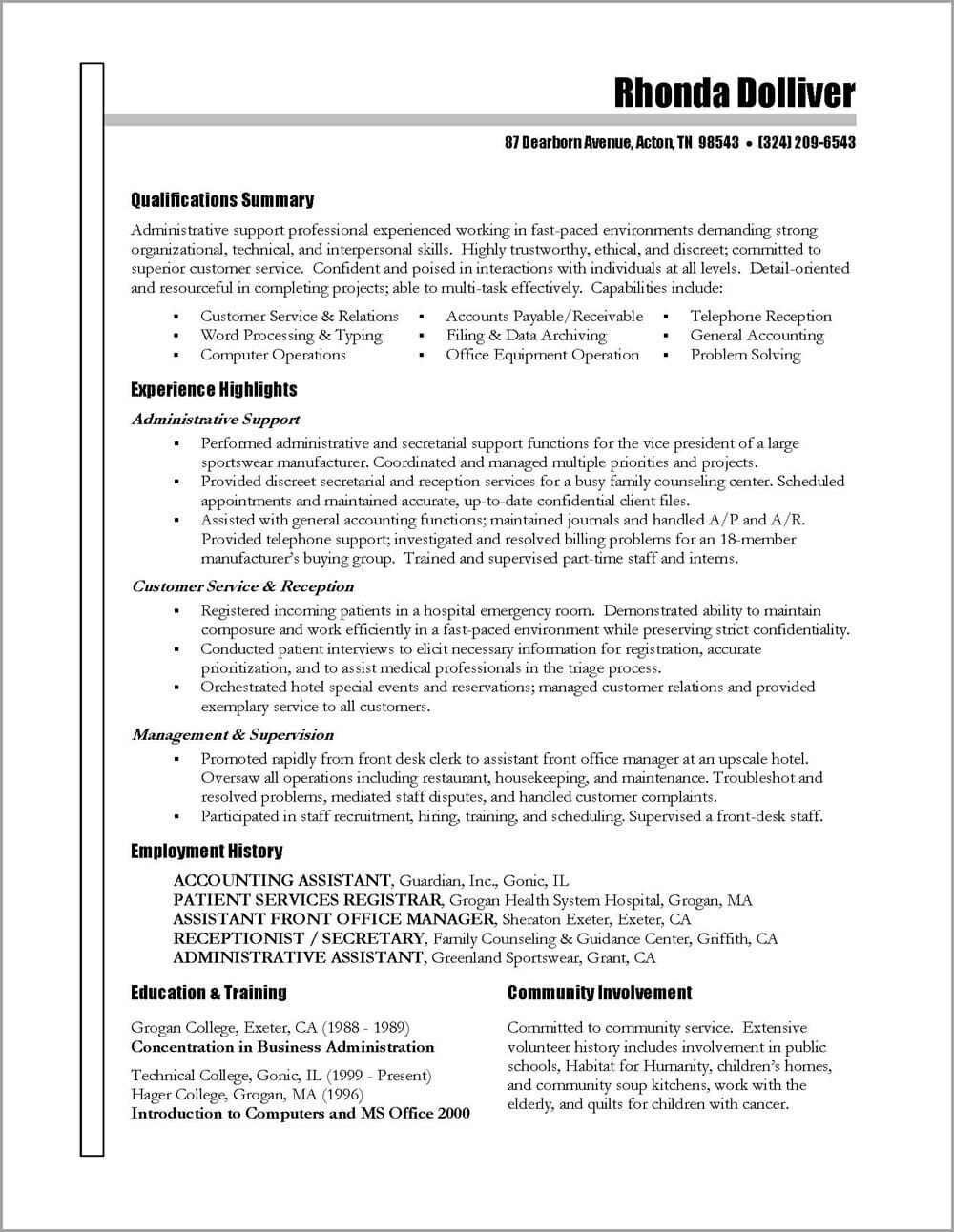 Sample Functional Resume for Administrative assistant Administrative assistant Resume – Distinctive Career Services