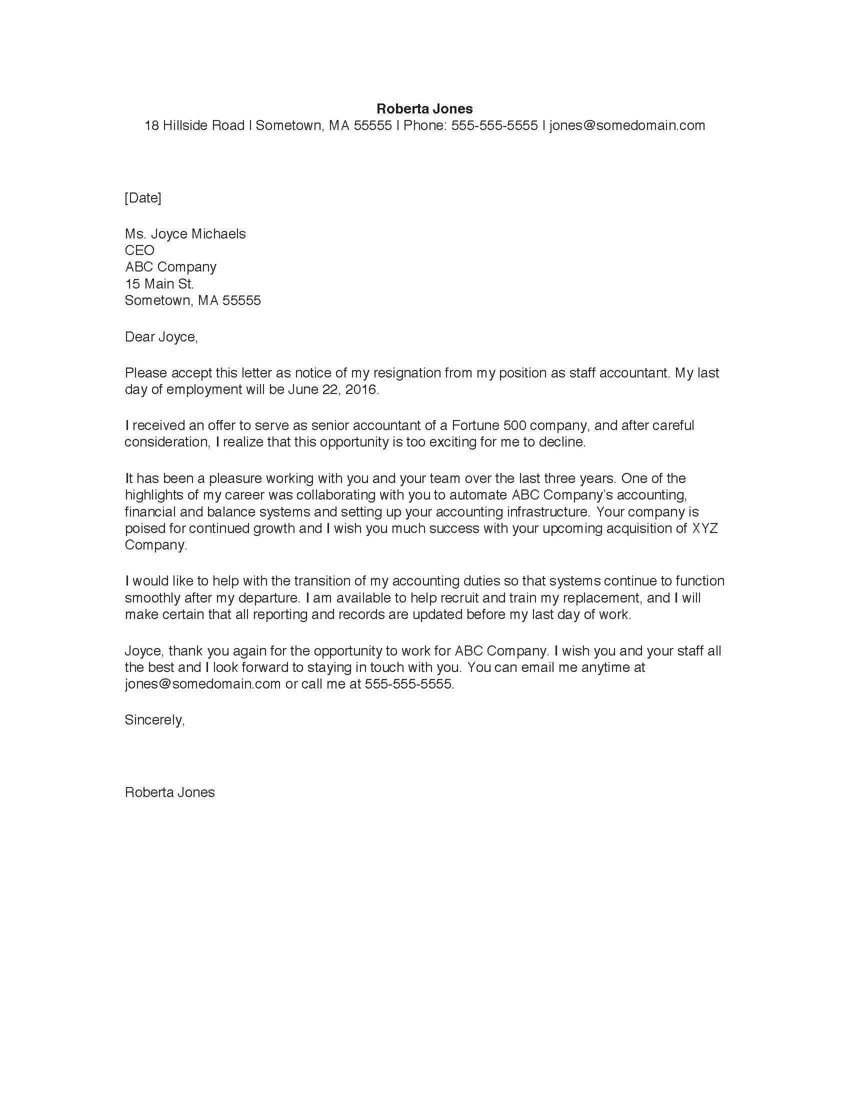 Sample Letter to Resume Work after Leave How to Write A Great Resignation Letter Monster.com