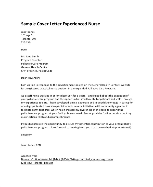 Sample Nursing Resumes and Cover Letters Free 7 Sample Resume Cover Letter Templates In Pdf