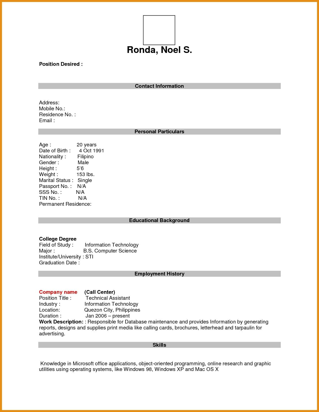 Sample Of Blank Resume for Job Application Resume format Blank – Resume format In 2021 Job Resume Template … Sample Of Blank Resume for Job Application Resume format Blank – Resume format In 2021 Job Resume Template …